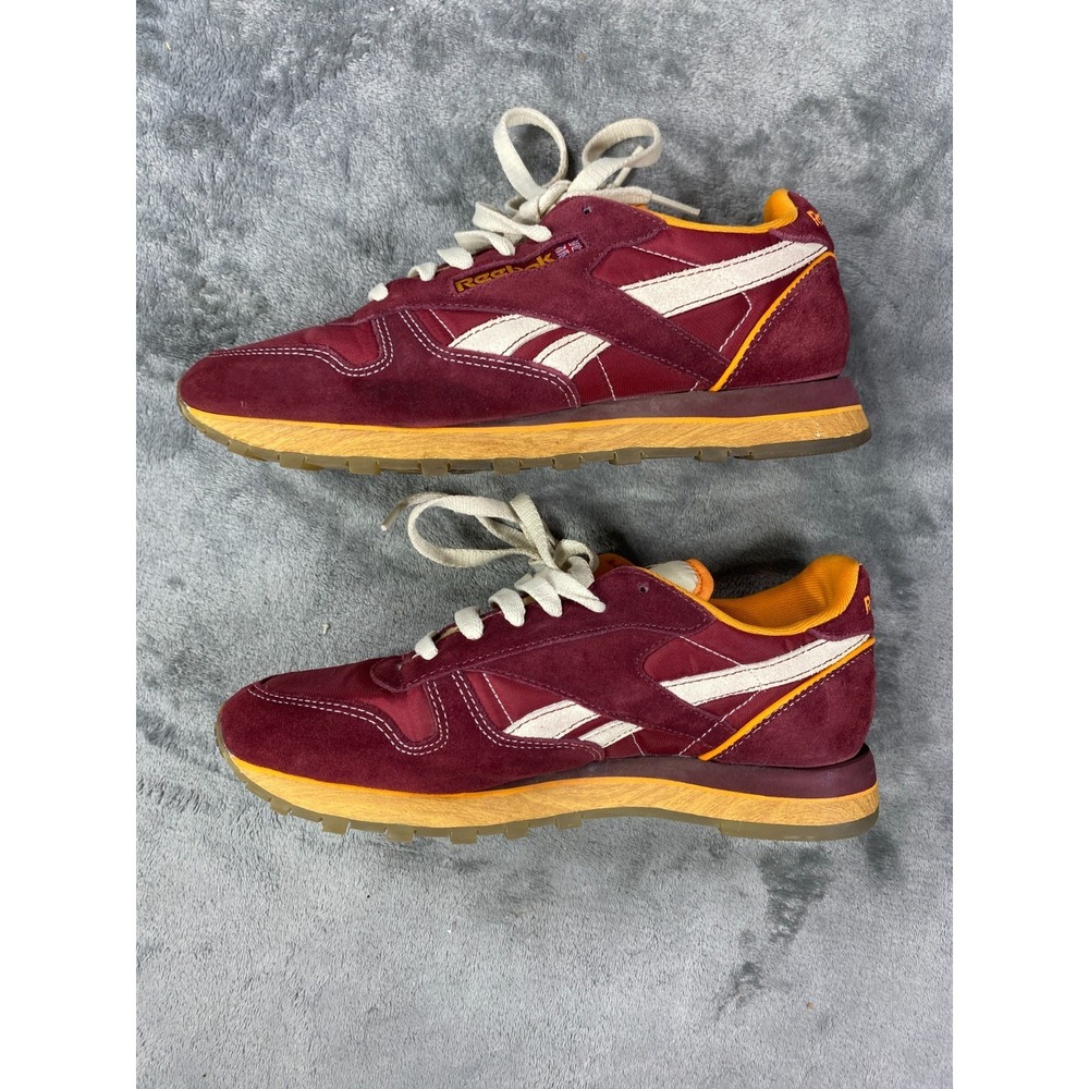 Reebok Classic Leather Suede Sneakers Women 6.5 Burgundy Retro Casual Shoes Cork - Picture 8 of 9